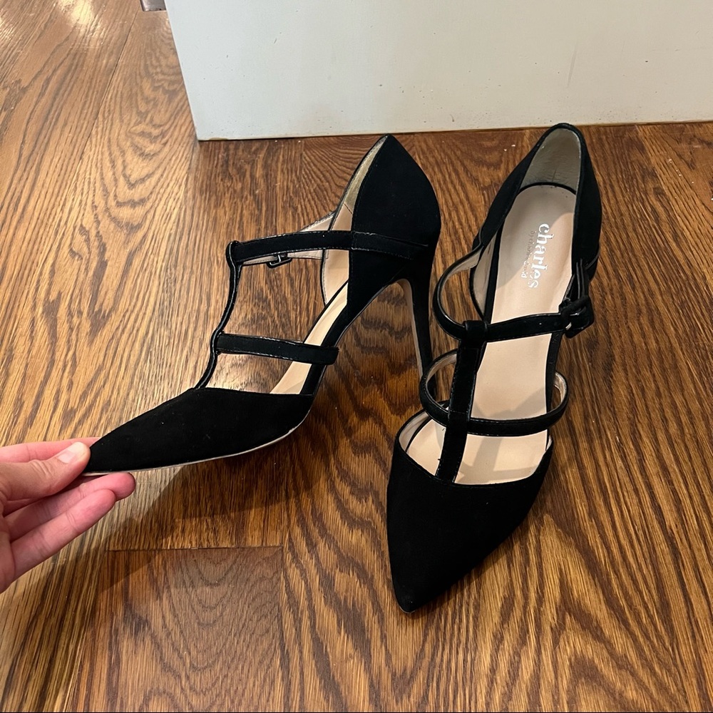 Black suede heels